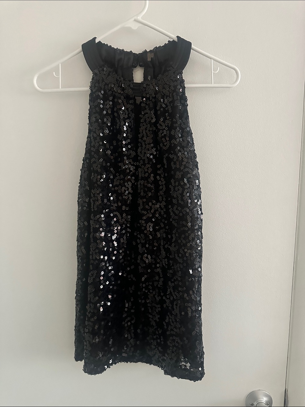 Tahari Black Sequin Halter Top